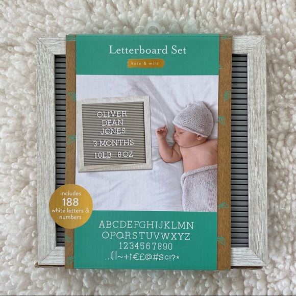 kate & milo Other Kate Milo X10 Gray Wooden Framed Letterboard Home Decor Baby Keepsake